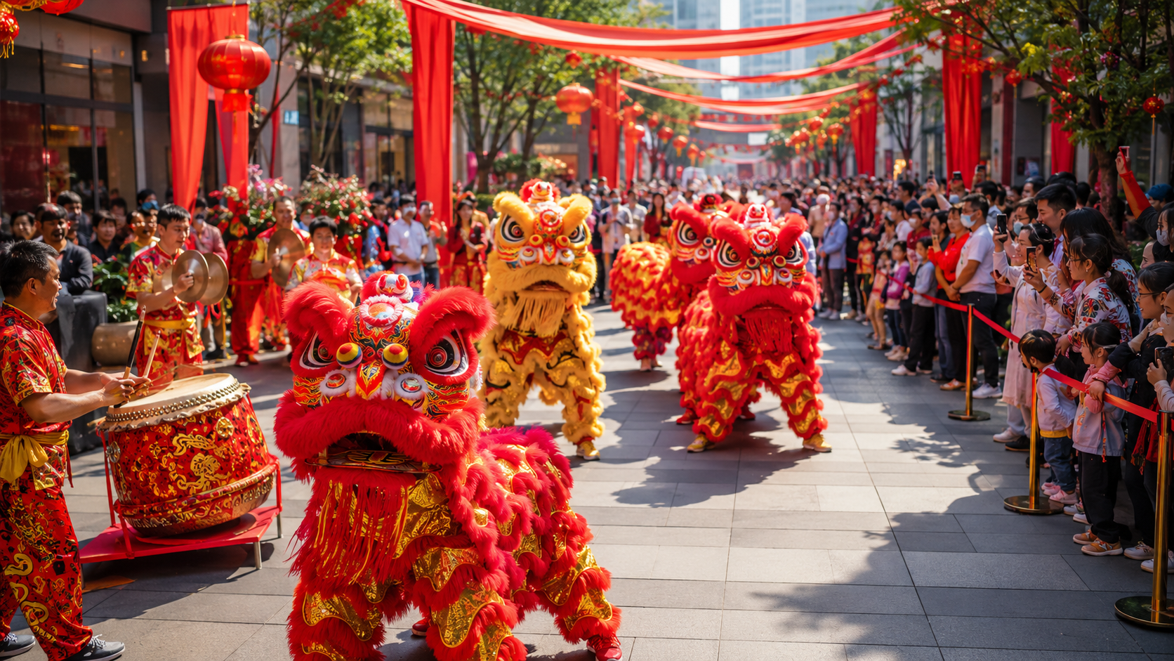 五一商业街快闪舞狮怎么排？分时段动线+互动设计