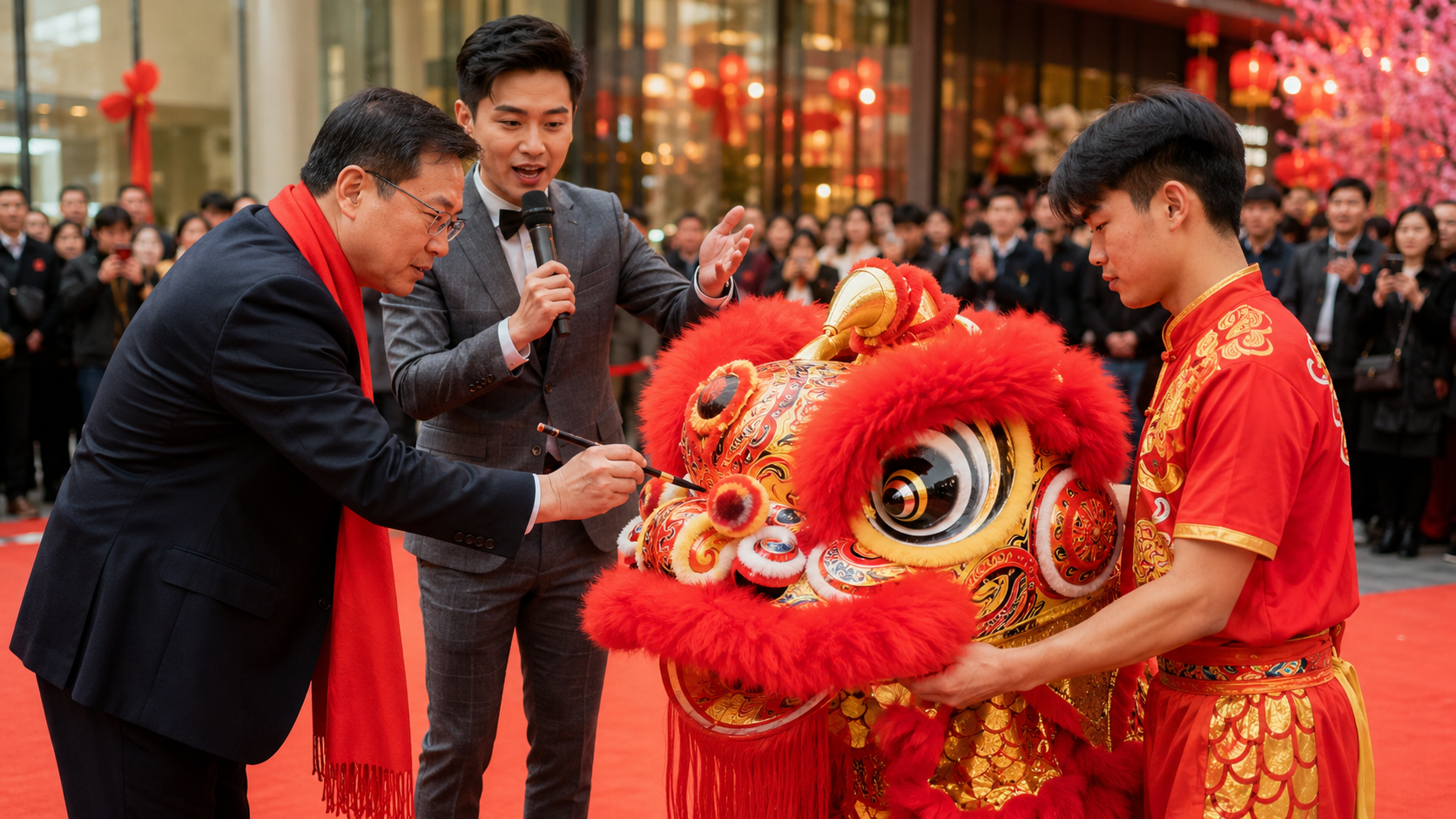 春节舞狮点睛仪式谁来主持？嘉宾/司仪/师傅角色分工