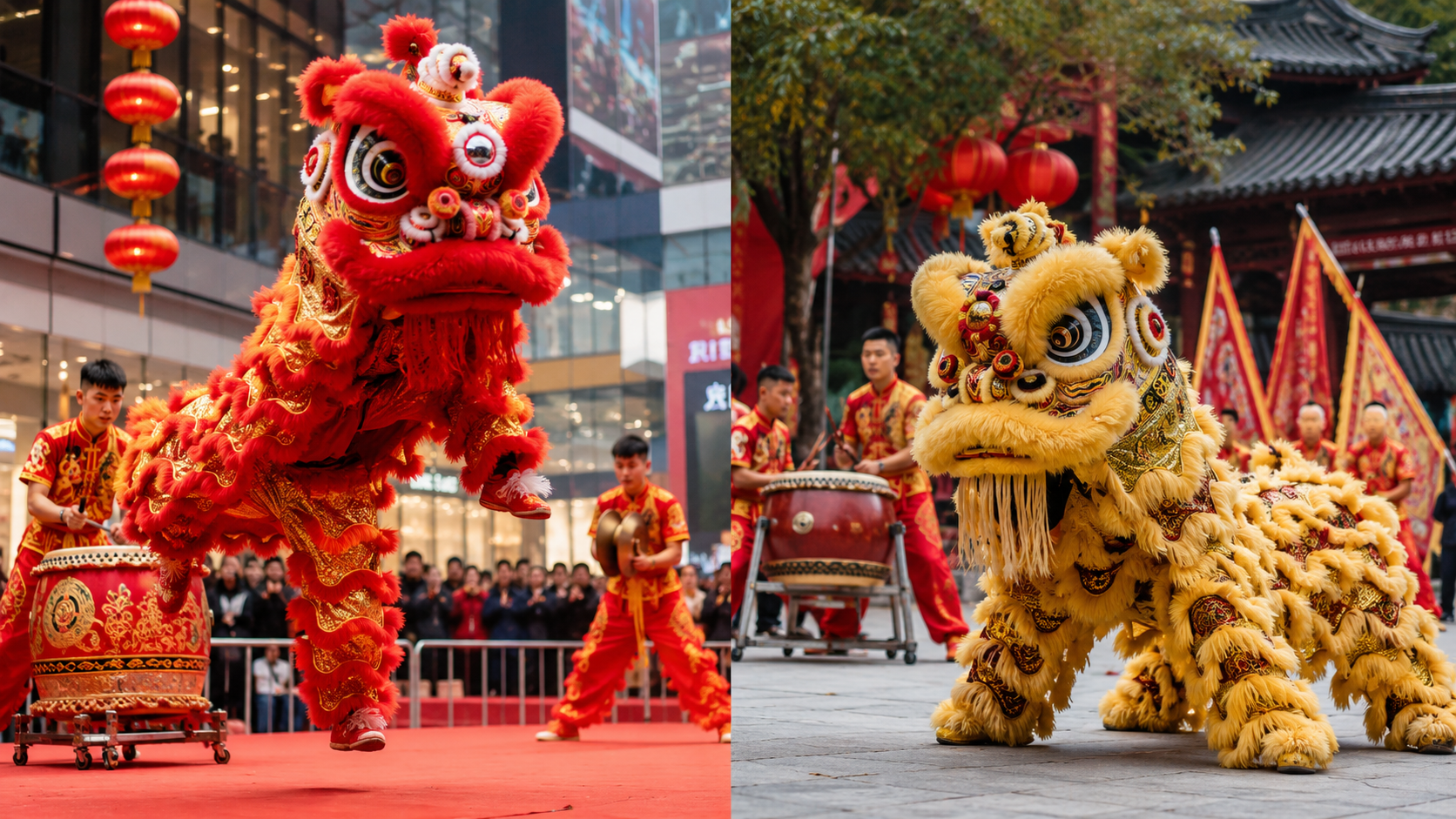 南狮vs北狮：5大核心区别一图看懂（含狮头/鼓点对比）