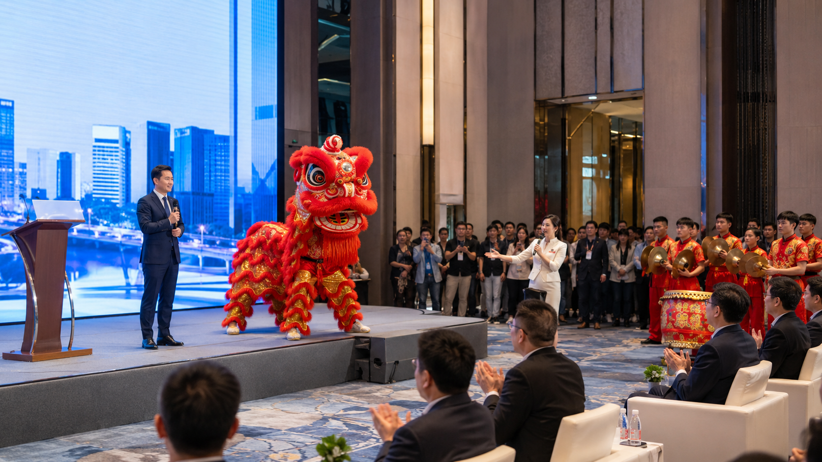春季招商大会舞狮怎么衔接领导讲话？cue点+主持话术