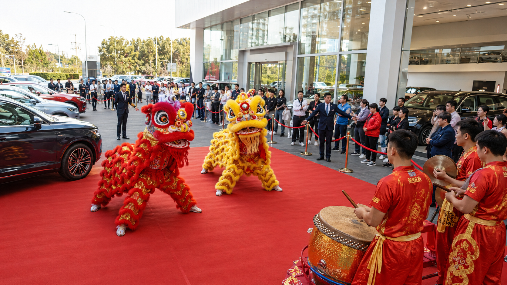 五一汽车展销舞狮怎么排？4S店现场动线+车辆避让
