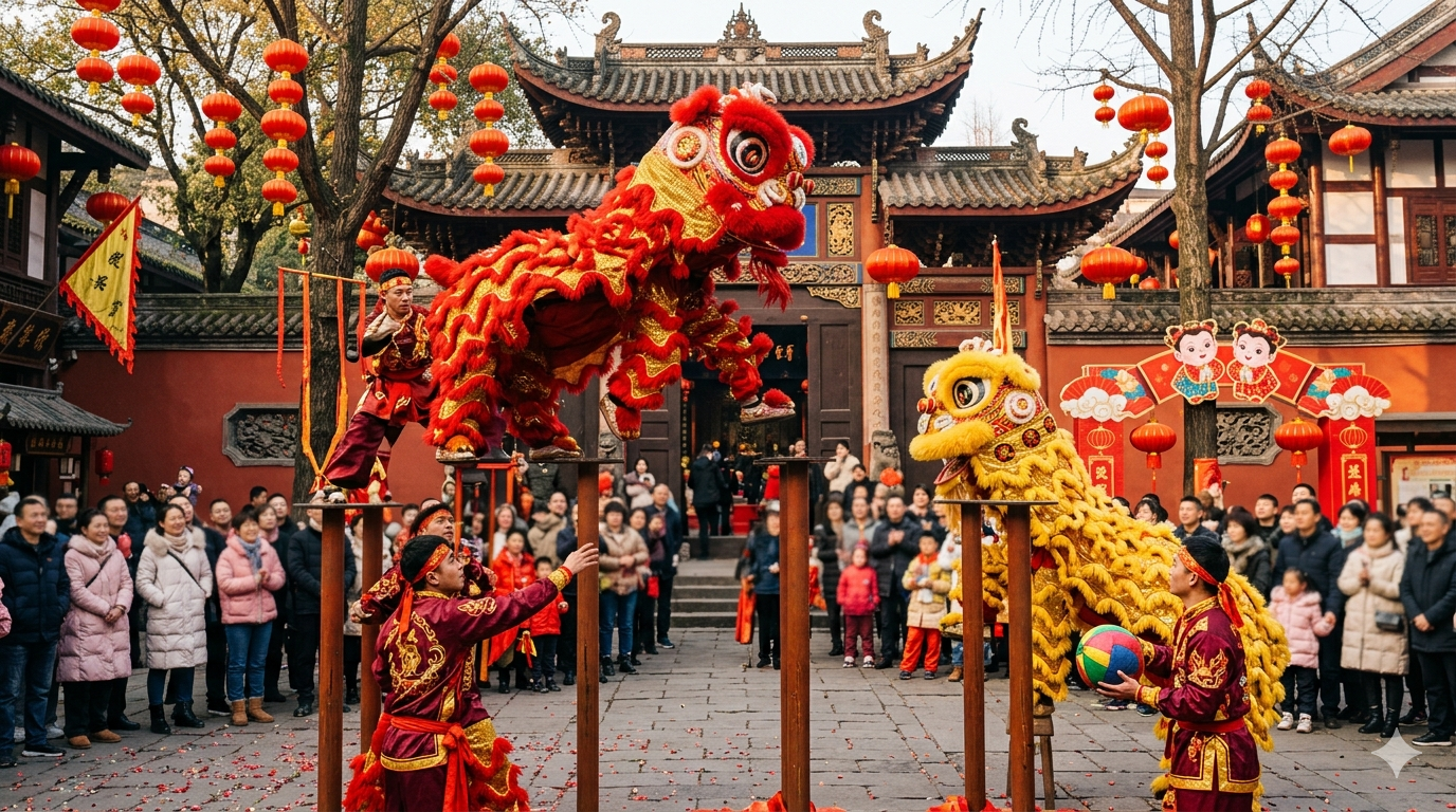 成都春节庙会舞狮档期什么时候订满？节前预订时间表