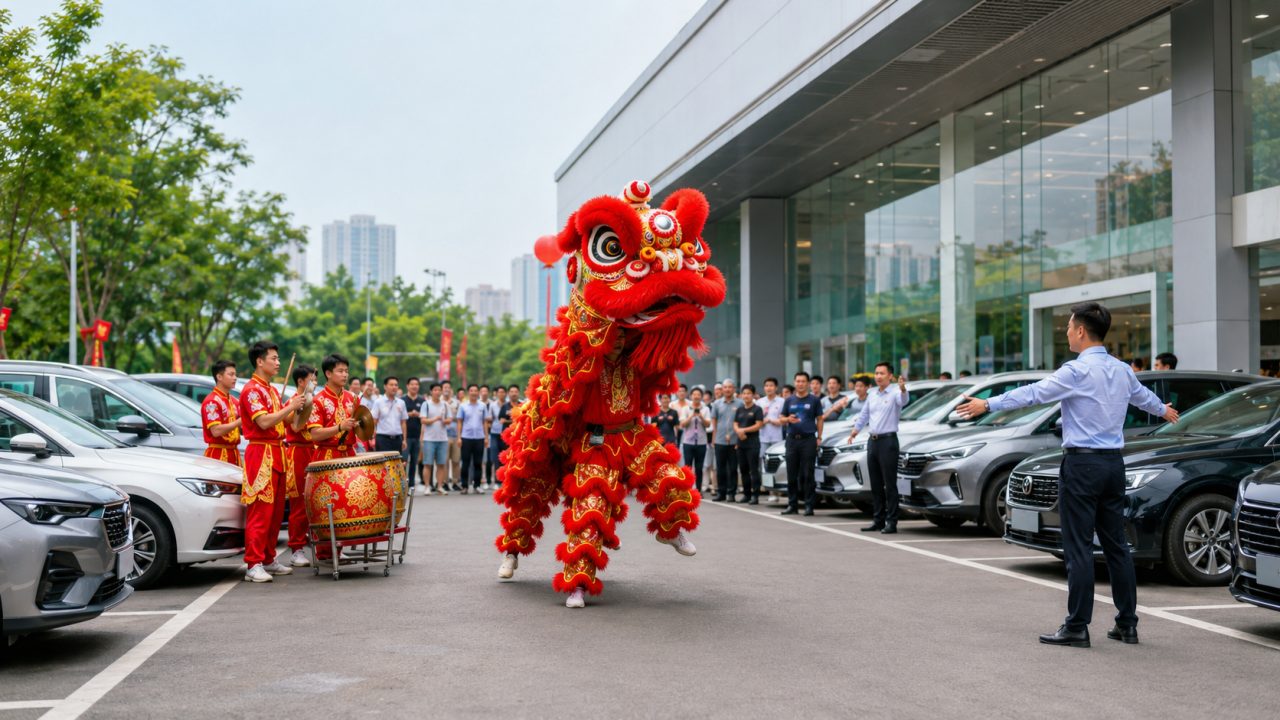 6月成都汽车销售活动舞狮怎么排？4S店动线+车辆避让
