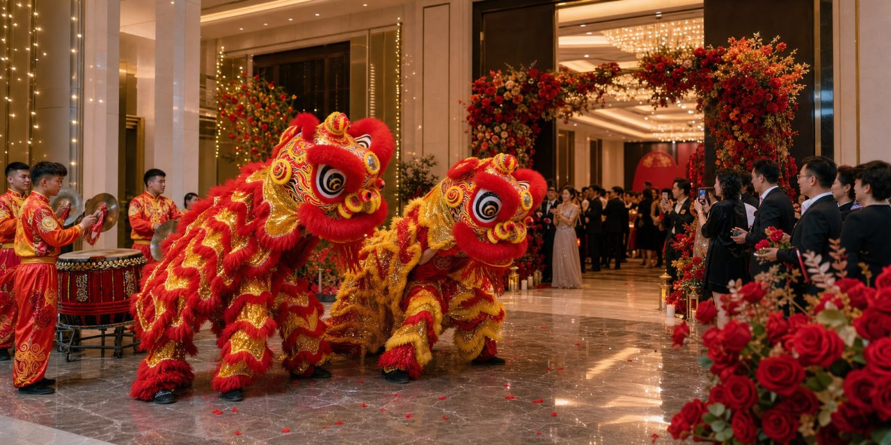 8月七夕酒店宴会醒狮怎么排？宴会迎宾+浪漫氛围方案